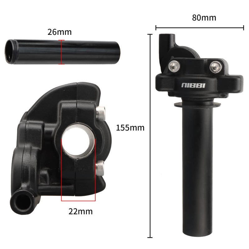 NIBBI Twists Throttle Assembly Dirt Bike Grips with Throttle Cable and Handlebar Grip for SSR125 Pit Bike  22mm Motorcycle Throttle Assembly(Black) - Image 2